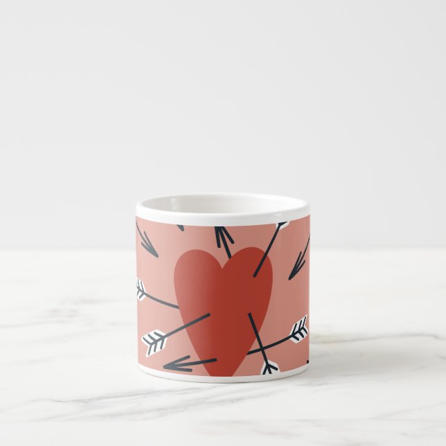 Tasse Expresso Flèches de coeur faites main. (Devant)