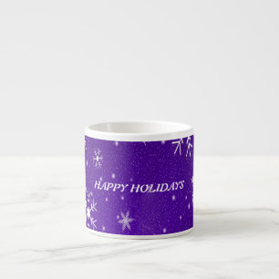 Tasse Expresso Flèches de neige blanches fond bleu violet Espress