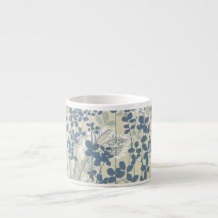 Tasse Expresso Fleur de feuille bleue asiatique japonaise