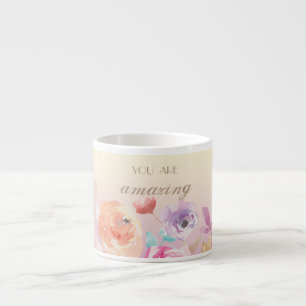Tasse Expresso Fleurs aquarelles colorées adorables