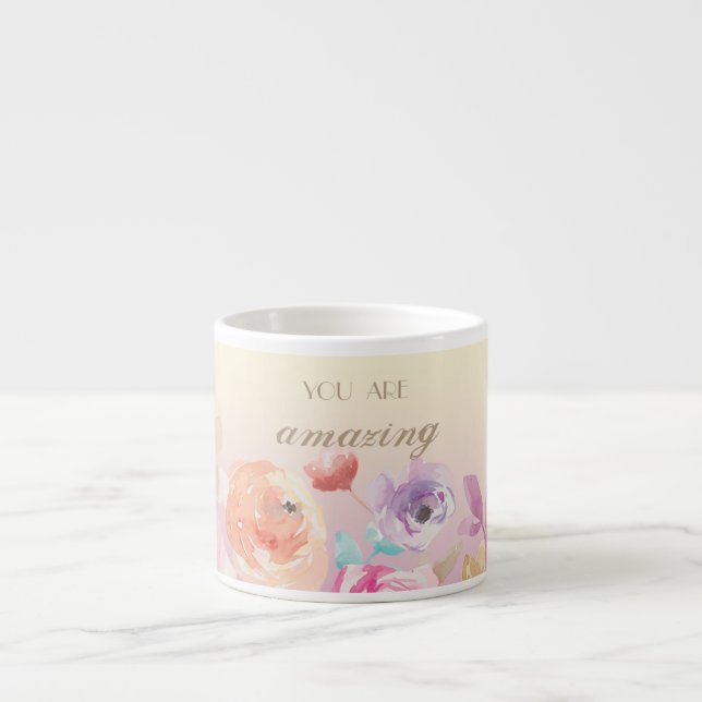 Tasse Expresso Fleurs aquarelles colorées adorables (Devant)