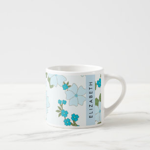 Tasse Expresso Fleurs Bleues, Motif De Fleurs, Votre Nom