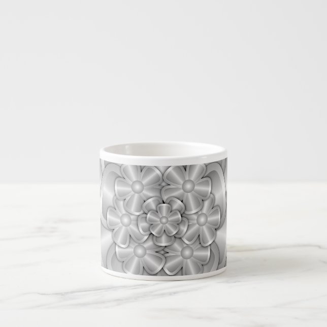 Tasse Expresso Fleurs Chrome - Coupe Espresso Argent (Devant)