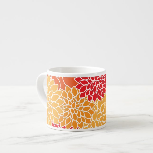 Tasse Expresso Fleurs Dahlia, Motif De Fleurs, Dahlia Orange (Devant gauche)