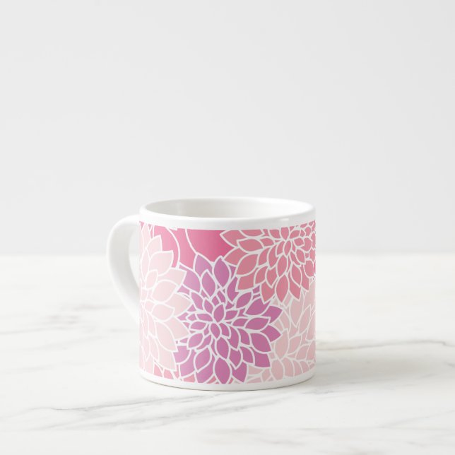 Tasse Expresso Fleurs Dahlia, Motif De Fleurs, Dahlia Rose (Devant gauche)