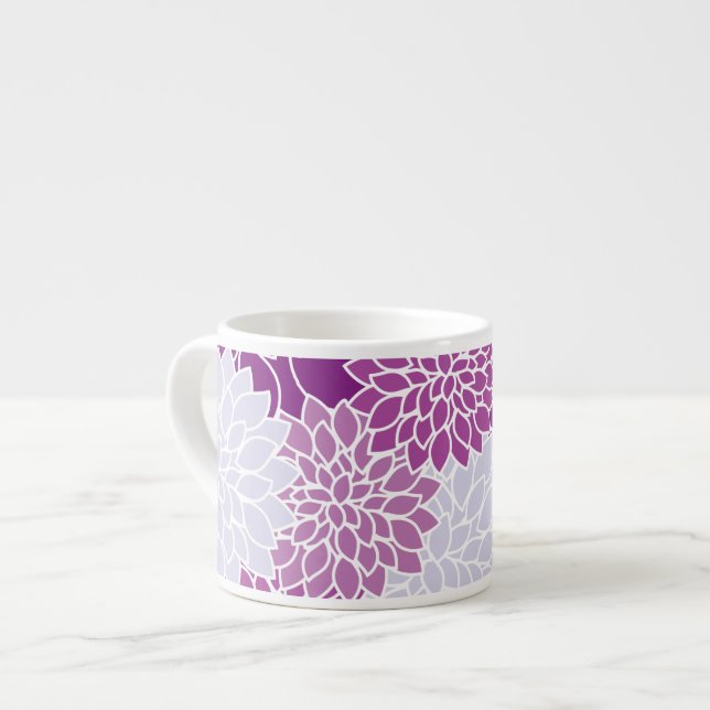 Tasse Expresso Fleurs Dahlia, Motif De Fleurs, Dahlia Violet (Devant gauche)