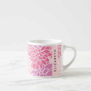Tasse Expresso Fleurs Dahlia Roses, Motif De Fleurs, Votre Nom