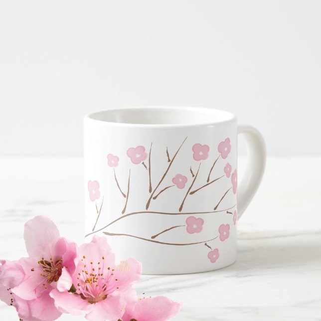 Tasse Expresso Fleurs de cerisiers en rose (Créateur téléchargé)