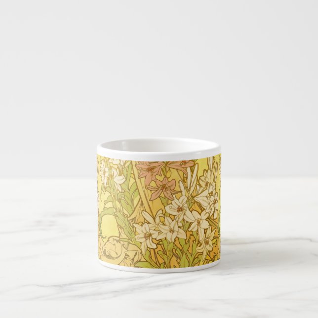 Tasse Expresso Fleurs de lys Art nouveau d'Alphonse Mucha (Devant)