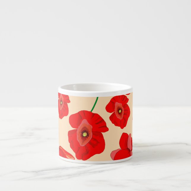 Tasse Expresso Fleurs de pavot rouge (Devant)