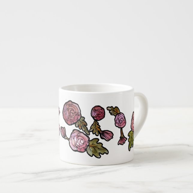 Tasse Expresso Fleurs de pivoines roses (Devant droit)