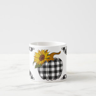 Tasse Expresso Fleurs de soleil, citrouille plaid, décoration de 