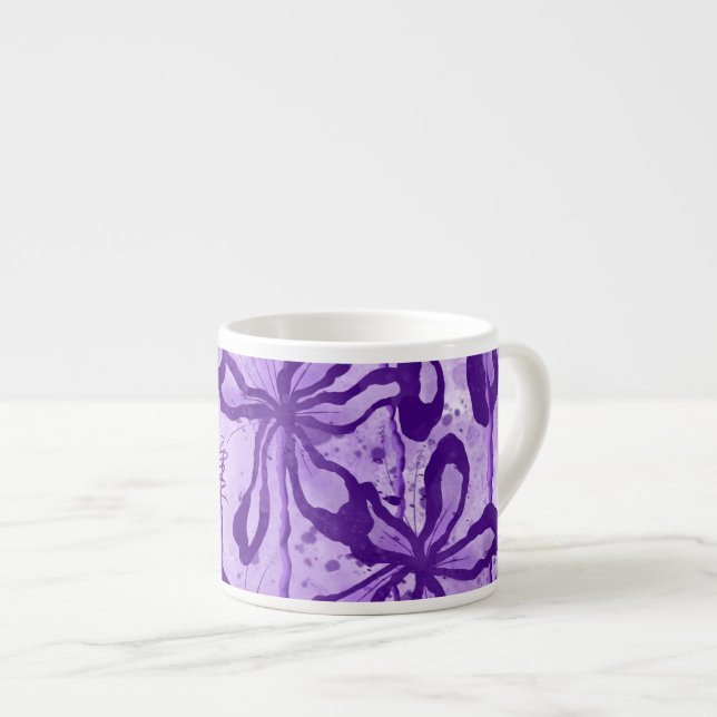 Tasse Expresso Fleurs encrées violettes (Devant droit)
