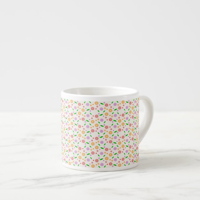 Tasse Expresso Fleurs et feuilles vibrantes de printemps  (Devant droit)