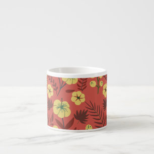 Tasse Expresso Fleurs florales sans coutures motifs jaunes et rou