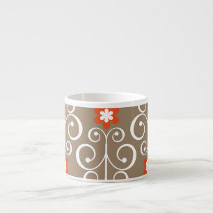 Tasse Expresso Fleurs géométriques : Conception Vintage et transp