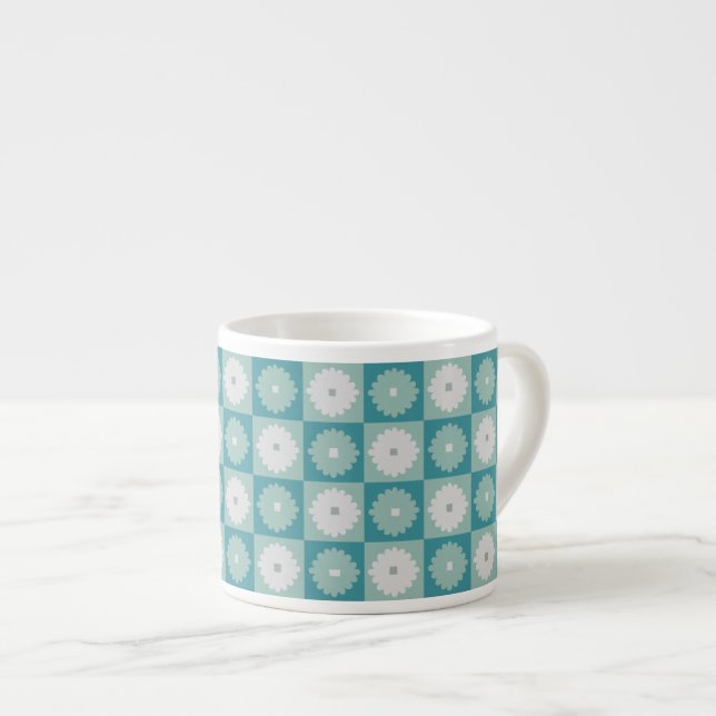 Tasse Expresso Fleurs géométriques modernes du milieu du siècle E (Devant droit)