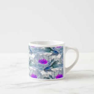 Tasse Expresso Fleurs grises et violettes motif