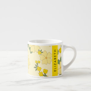 Tasse Expresso Fleurs Jaunes, Motif De Fleurs, Votre Nom