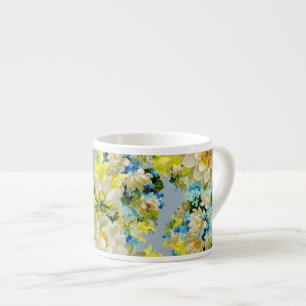 Tasse Expresso Fleurs jaunes vintage motif floral