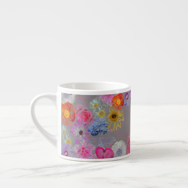 Tasse Expresso Fleurs mixtes dans l'art moderne (Gauche)