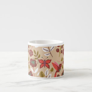 Tasse Expresso Fleurs motifs florales sans soudure, oiseaux, papi