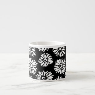 Tasse Expresso Fleurs noires et blanches funky