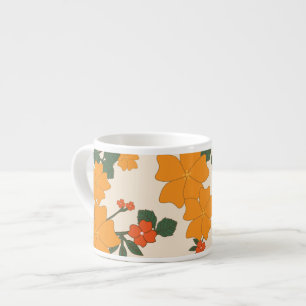 Tasse Expresso Fleurs Oranges, Motif Floral, Motif De Fleurs