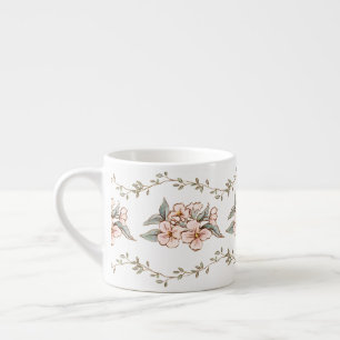 Tasse Expresso Fleurs roses et vigne   Shabby Chic