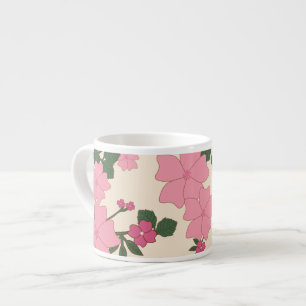 Tasse Expresso Fleurs Roses, Motif Floral, Motif De Fleurs