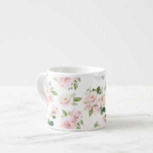 Tasse Expresso Fleurs roses, Roses roses, Fleurs Aquarelles