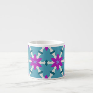 Tasse Expresso Fleurs Turquoises et violettes brillantes cvpp4