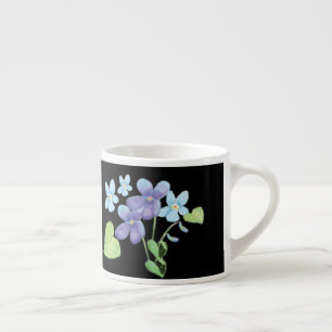 Tasse Expresso Fleurs violettes sauvages Illustration noir