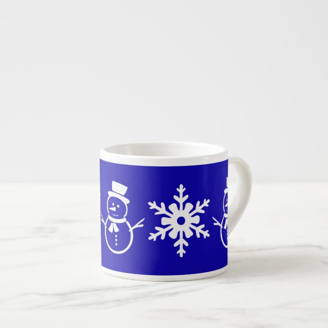 Tasse Expresso Flocon de neige bleu et blanc (Devant droit)