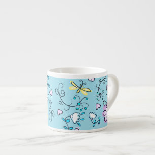 Tasse Expresso Floral fin Aqua Cool cute Girl Retro