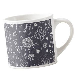 Tasse Expresso Floral Line Art Monochrome
