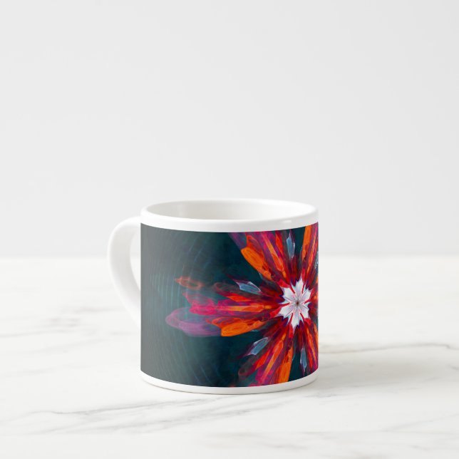 Tasse Expresso Flore Mandala Flowers Orange Red Blue Abstract (Devant gauche)