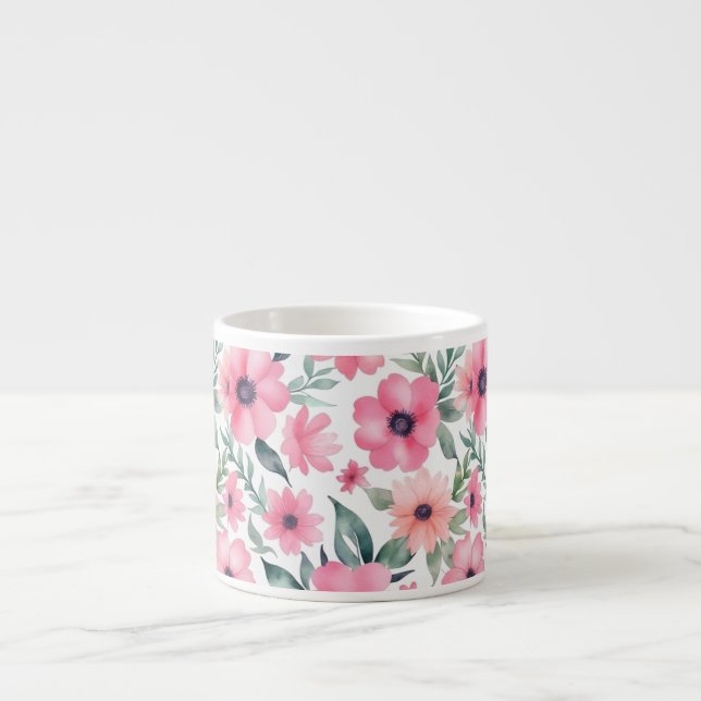 Tasse Expresso Flore rose transparent (Devant)