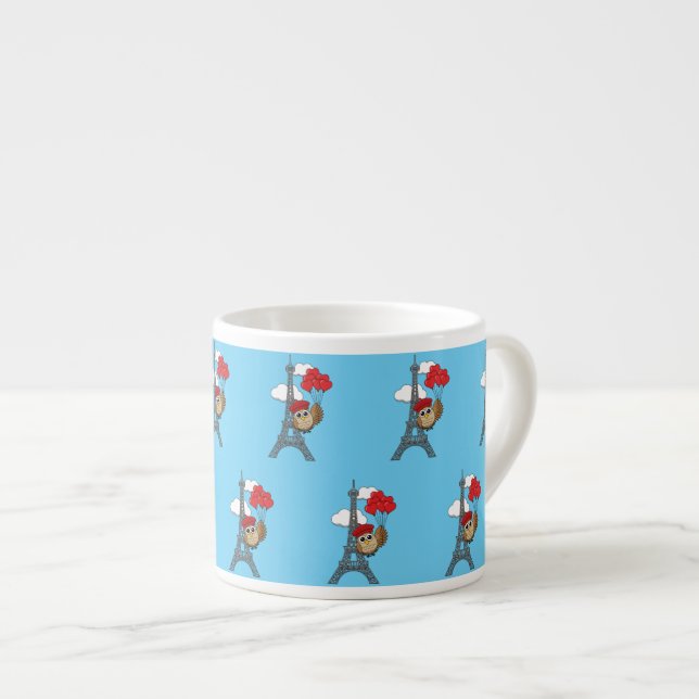 Tasse Expresso Flying avec des ballons de coeur à Paris (Devant droit)