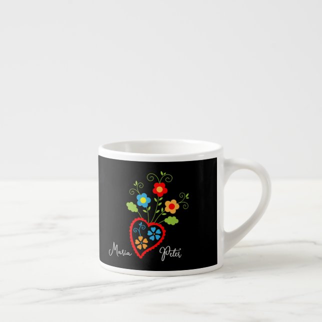 Tasse Expresso Folk portugais bourgeoise de coeur (Droite)