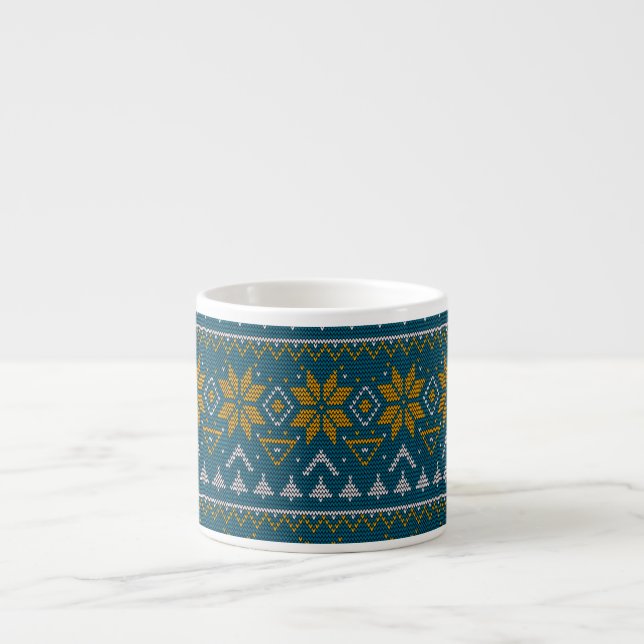 Tasse Expresso Folk traditionnel tribal abstrait ornemental patte (Devant)