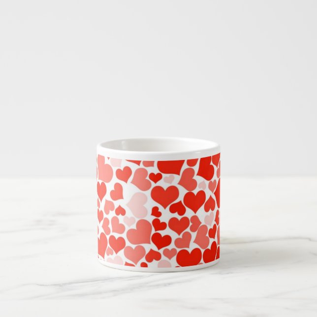 Tasse Expresso Fond de coeurs rouges (Devant)