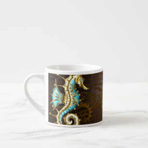 Tasse Expresso Fond en bois avec hippocampe mécanique