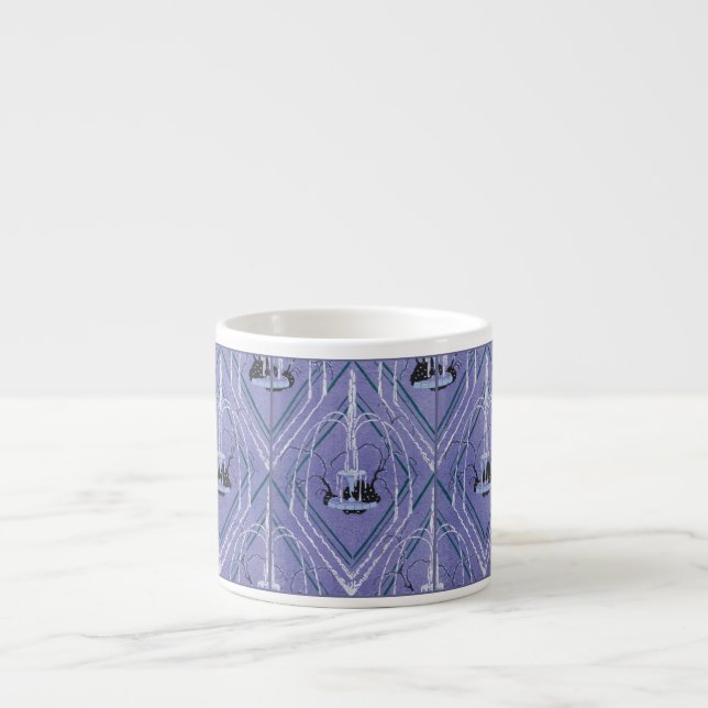 Tasse Expresso Fontaine Art Déco En Bleu (Devant)