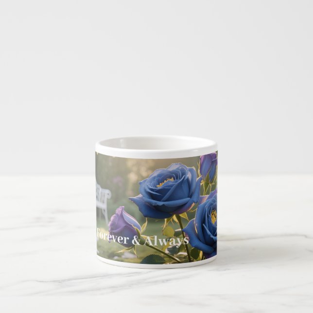Tasse Expresso Forever & Always - Romantic Blue Rose cadeau Flora (Devant)