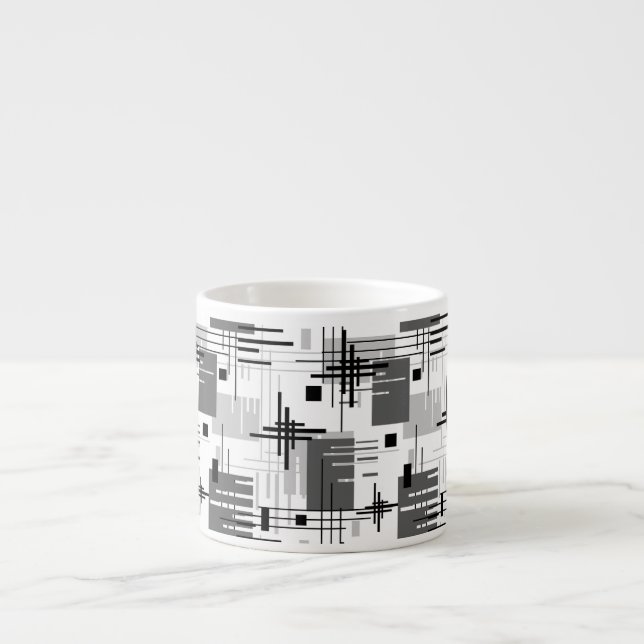 Tasse Expresso Formes géométriques modernes abstraites rayées lin (Devant)