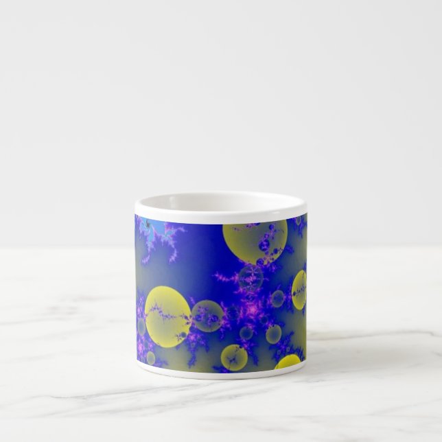 Tasse Expresso fractale bleue et jaune (Devant)