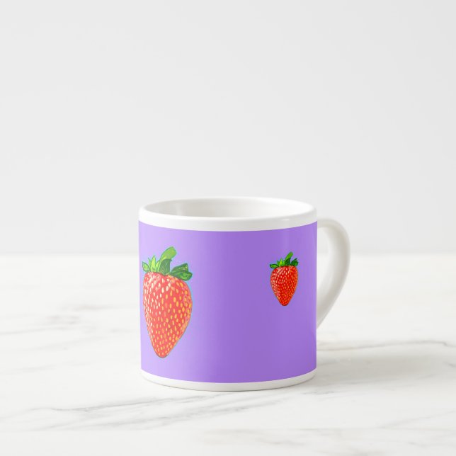Tasse Expresso Fraise rouge en style pop art (Devant droit)