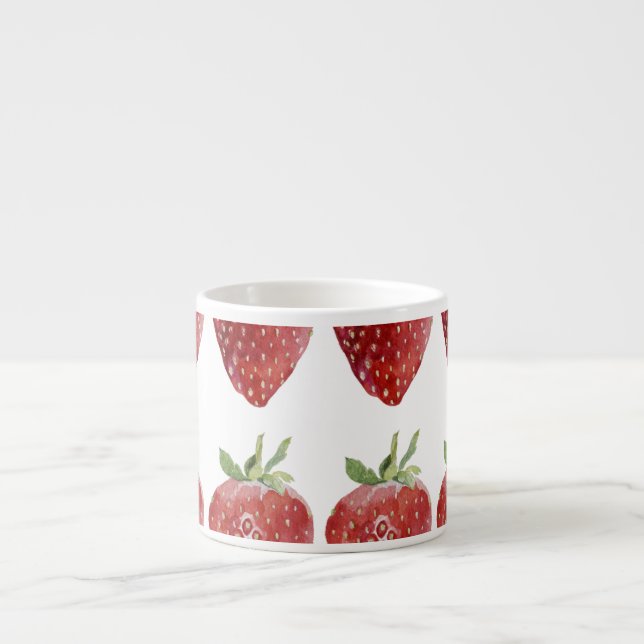 Tasse Expresso Fraises d'aquarelle : motif transparent (Devant)