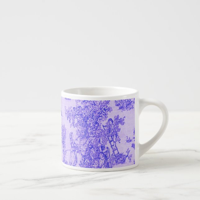 Tasse Expresso Française toile de jouy bleu et blanc élégant (Droite)
